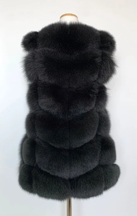 Chaleco Real Genuino Saga Piel de Zorro Chaleco Chaqueta Invierno Moda Estilo Chaleco Mujeres Foto 4 de 4