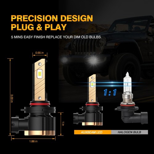AUXBEAM LED 9145 9006 LED Fog Light Bulbs DRL Lamps White 6000K 40W High Power - Picture 10 of 12