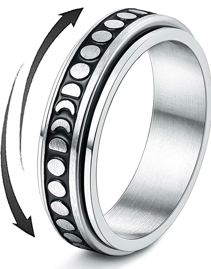 Moon Phase Fidget Spinner Ring SIZE 7 eBay