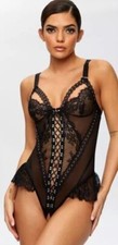 ann summers Bridgette Black  Crotchless Body  Small 8 10