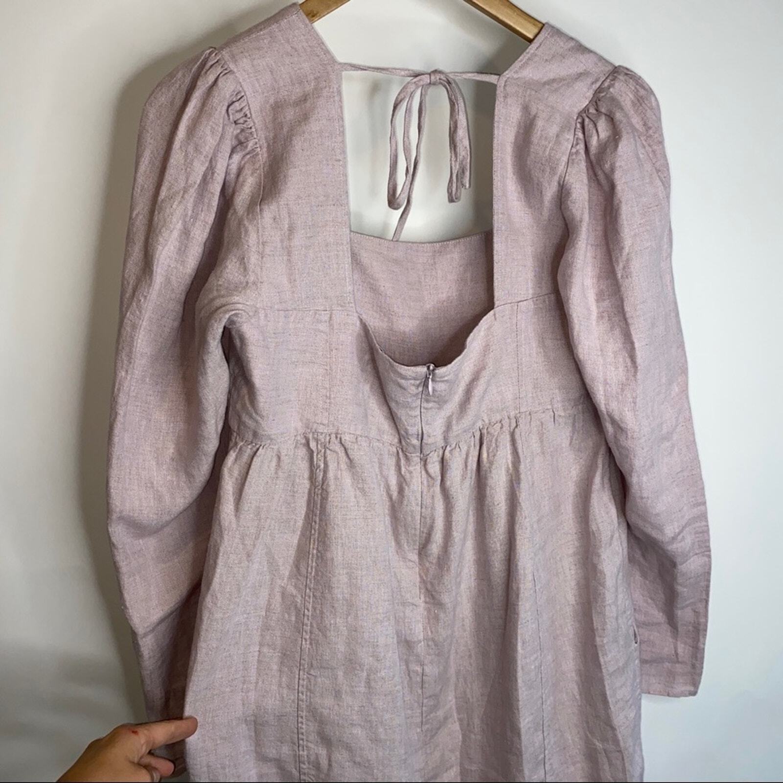 GANNI Lilac Hemp Babydoll Mini Dress image 7