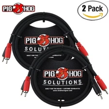 2-PACK Pig Hog PD-RCA03 3FT Dual RCA Male To Same Audio Cable
