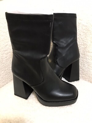 Pull & Bear Block Heel  Platform Ankle Boots Black UK2/ EU35 /US5 NWT