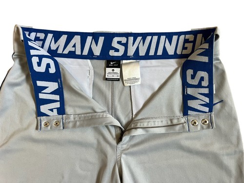 Nike Swingman Dri Fit Baseball Pants Gray With Blue Stripes Mens XL Inseam 31”