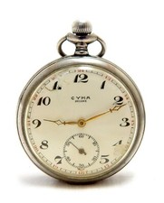Pocket Watch CYMA Open Face Dial Porcelain 50mm Steel 1910c To Restore Parts