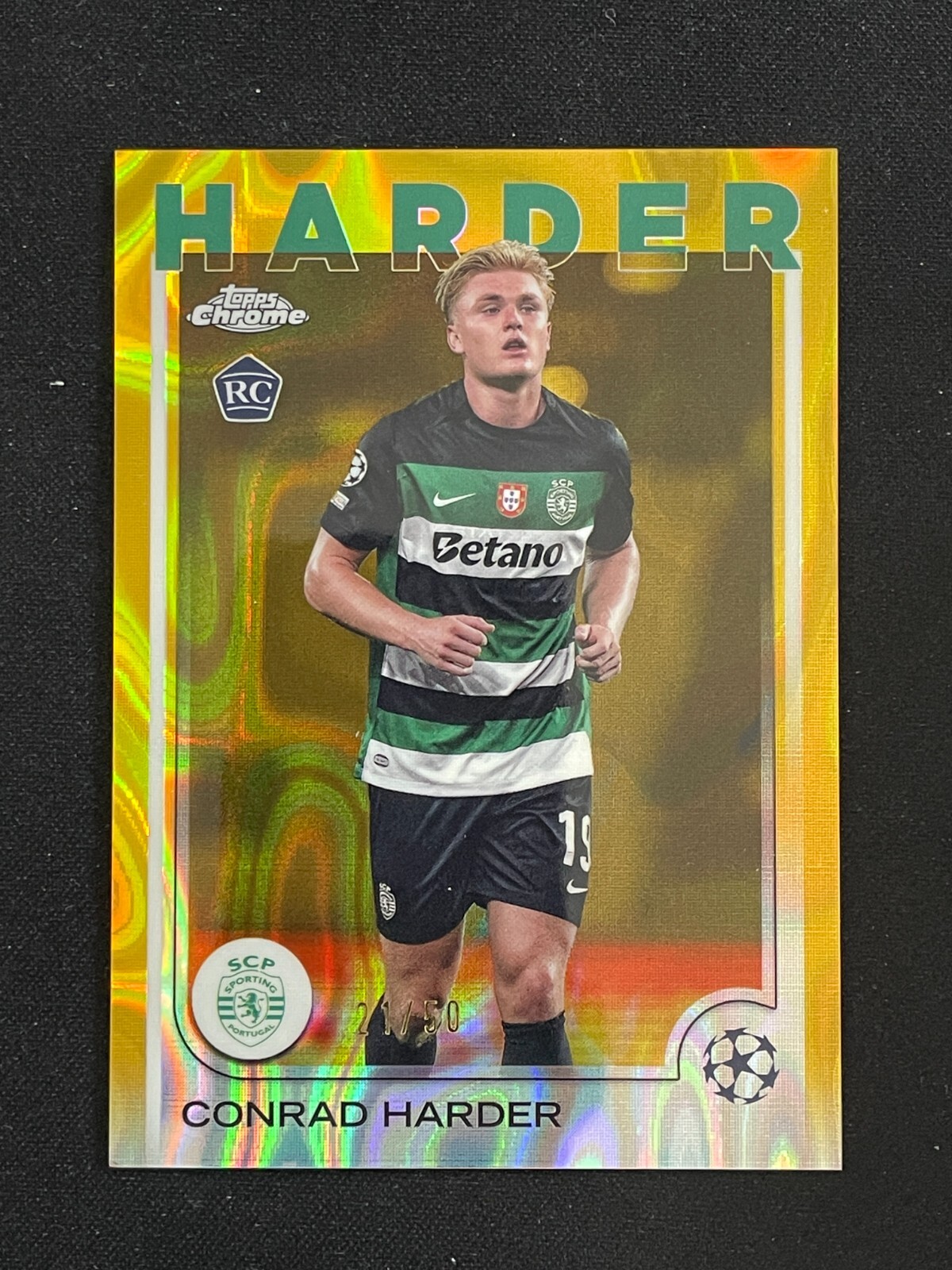 Conrad Harder 2024-25 Topps Chrome UEFA Gold Lava Refractor 21/50 RC #177