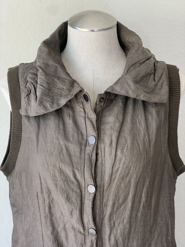 Giacca Cop Copine donna M marrone smanicato snap davanti gilet colletto tasche Francia - Foto 2 di 11