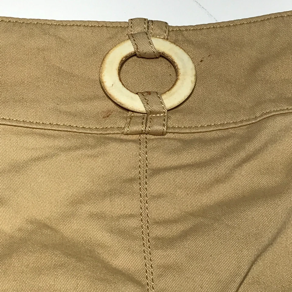 Falda Eccoci para mujer talla 6 color caqui tostado línea A elástica adornada trabillas para cinturón Foto 3 de 4