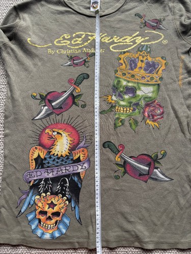 Ed Hardy by Christian Audigier Men's Long Sleeve Waffle Top Made In USA Size M - Picture 15 of 24