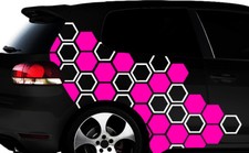 Hexagon Pixel Cyber Wabenmuster Waben 0 XXL Set Auto Aufkleber Sticker Tuning