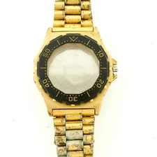 TAG HEUER 3000 937.406 BLACK BEZEL + GOLD PLATED S.S. CASE FOR PARTS OR REPAIRS