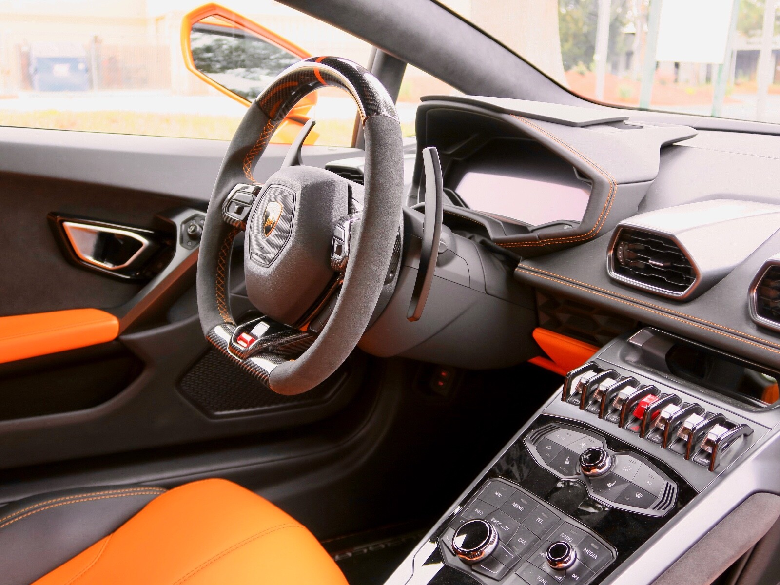 Lamborghini Bespoke Huracan Carbon Fiber Steering Wheel with Premium Leathers
