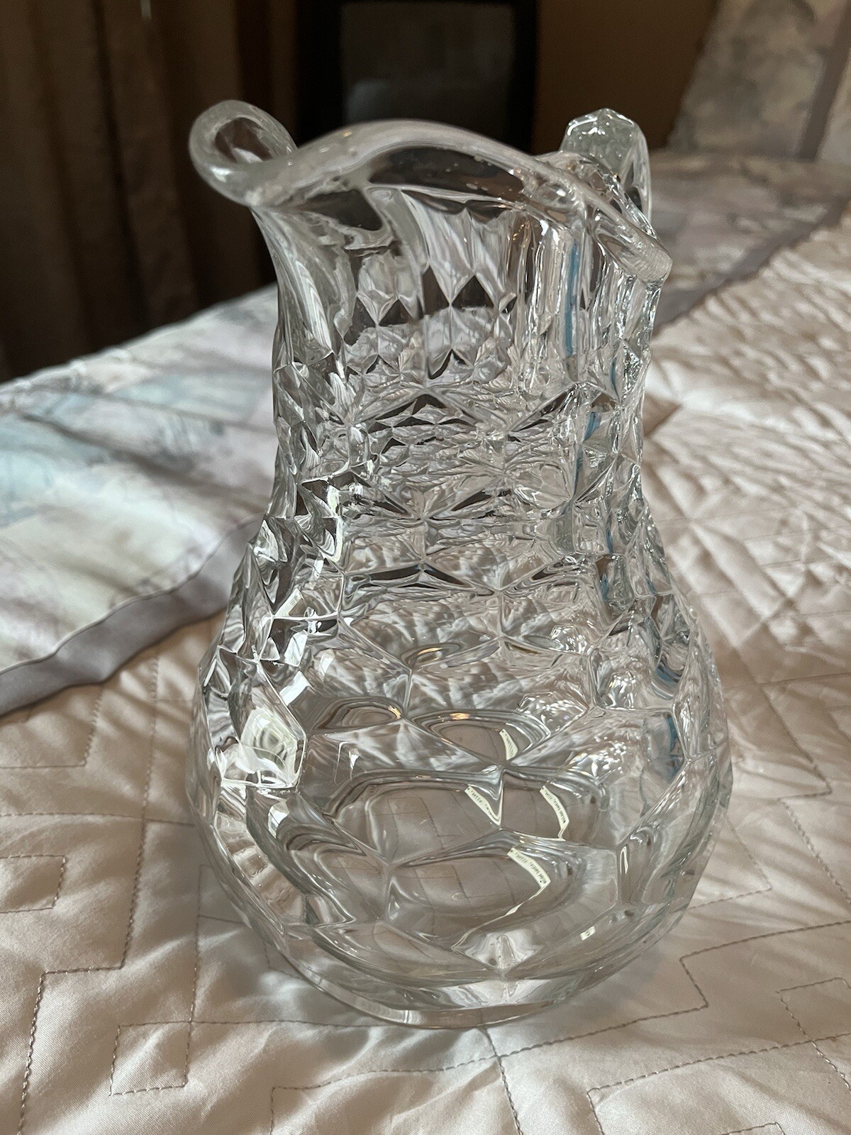 Flint Glass New York Water Pitcher, Antique c1860s EAPG 8 1/2