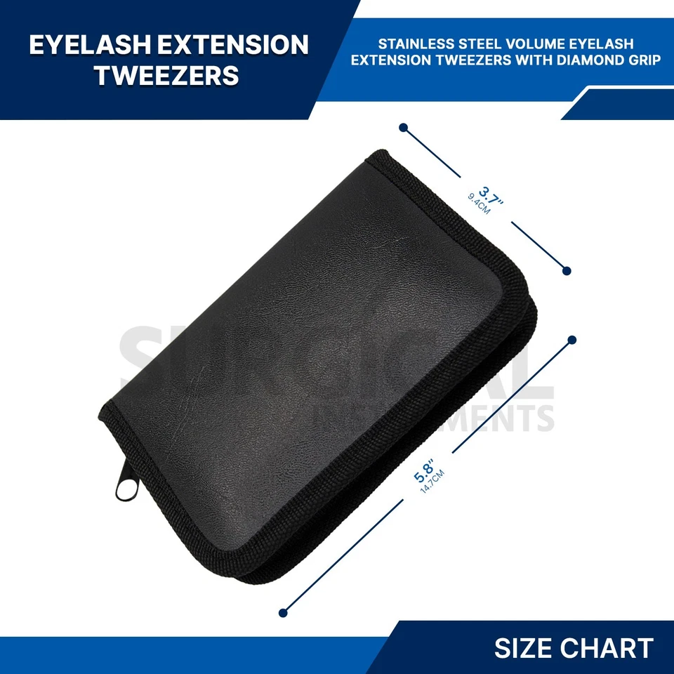 6 Pcs Volume Eyelash Extension Tweezers Kit set Stainless Diamond Grip German Gr - Image 4 of 4