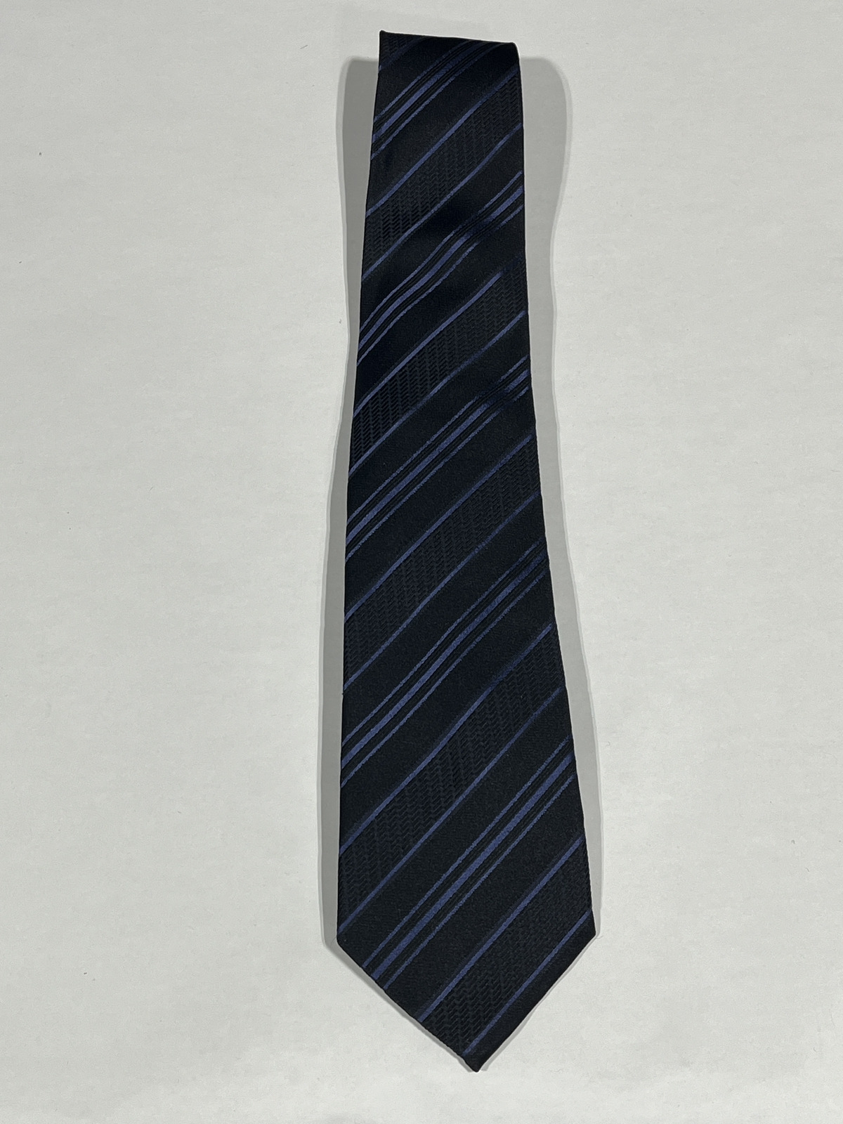 Mens Giorgio Cosani Black Blue Stripe Pattern Tie Pure Silk Hand Made NEW
