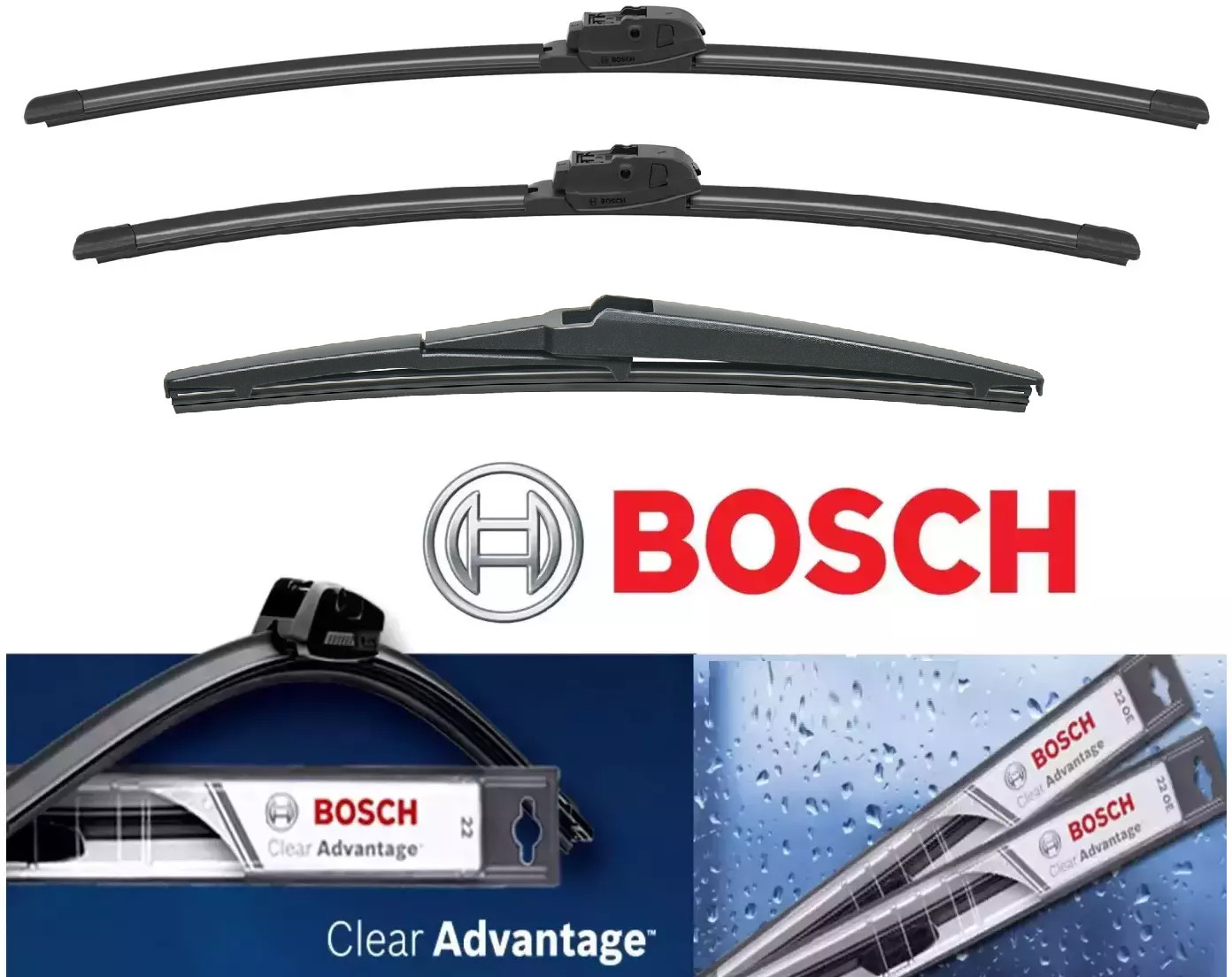 Set of 3 Bosch Wiper Blade Left  Right  REAR For 2020 - 2024 Toyota Highlander