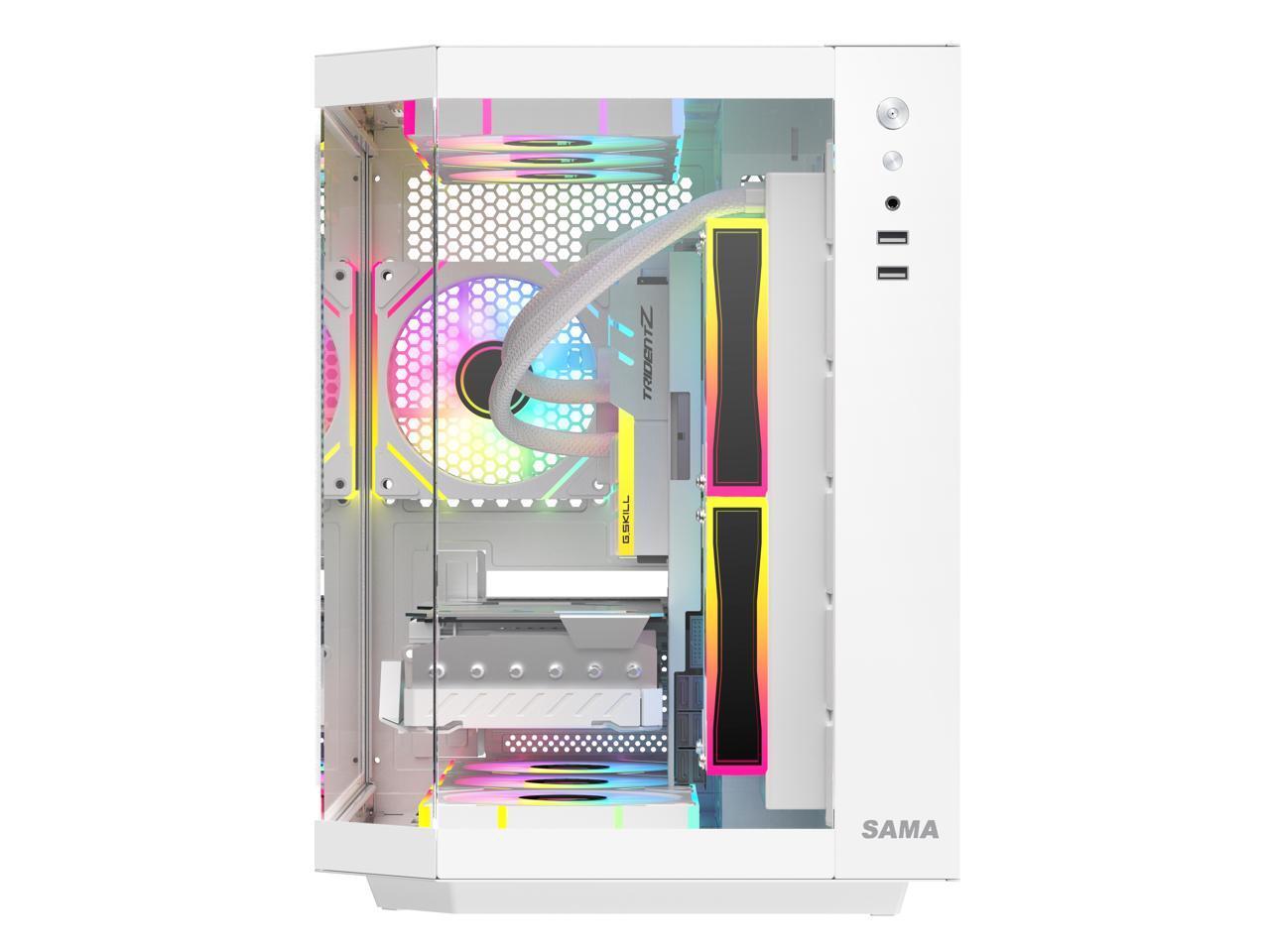 Sama 2771 Белый Корпус для игрового компьютера Micro-ATX Tower с двумя разъемами USB 30 закаленное стекло