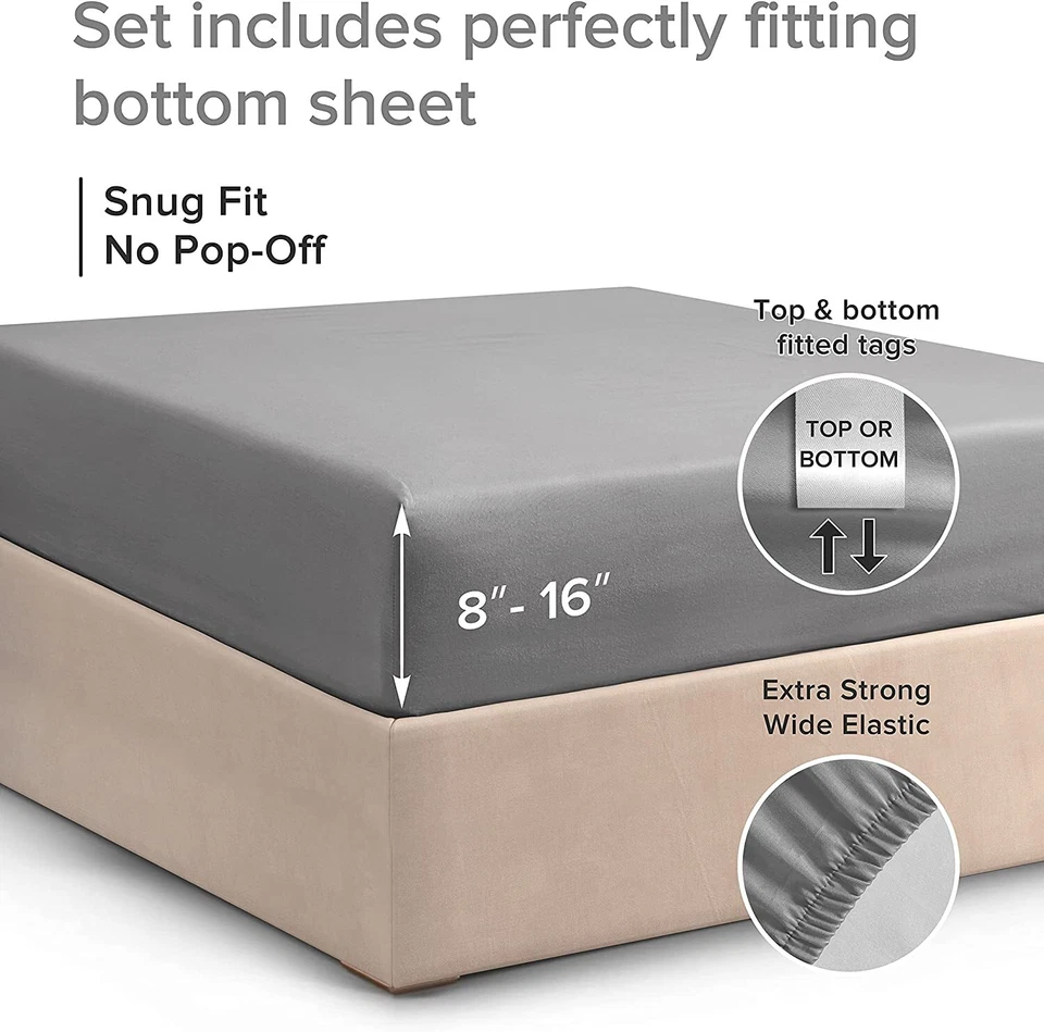 400 Thread Count Fitted Sheet Only, 100% Cotton Soft Sateen Sheet by CGK Linens - Image 4 of 4