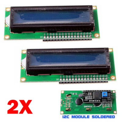 2PC 1602 BLUE LCD HD44780 With IIC I2C Serial Interface Adapter Module Display