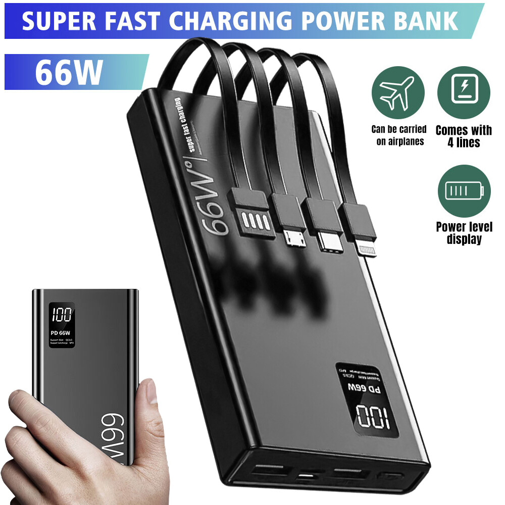 40,000mAh 66W PD Power Bank with 20W Fast Charging & 4 USB-C Cables