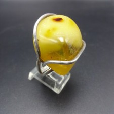 Vintage EGG YOLK Butterscotch BALTIC AMBER RING Sterling Silver size 6