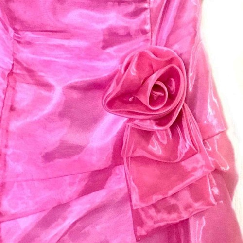 Gunne Sax Dress Gown Women Sz 5 Pink Shimmer Strapless Back Zip Formal Prom - Picture 4 of 8