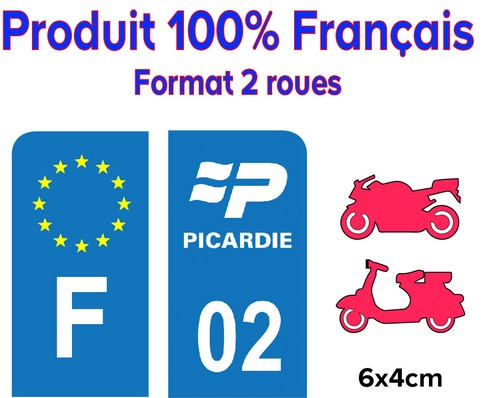 Stickers Blason Picardie 02 Pour Plaque Immatriculation - Lot De 2, Vinyle Durable 5-7 Ans