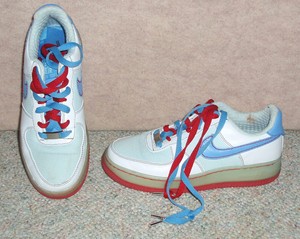 multi colored nike shoes