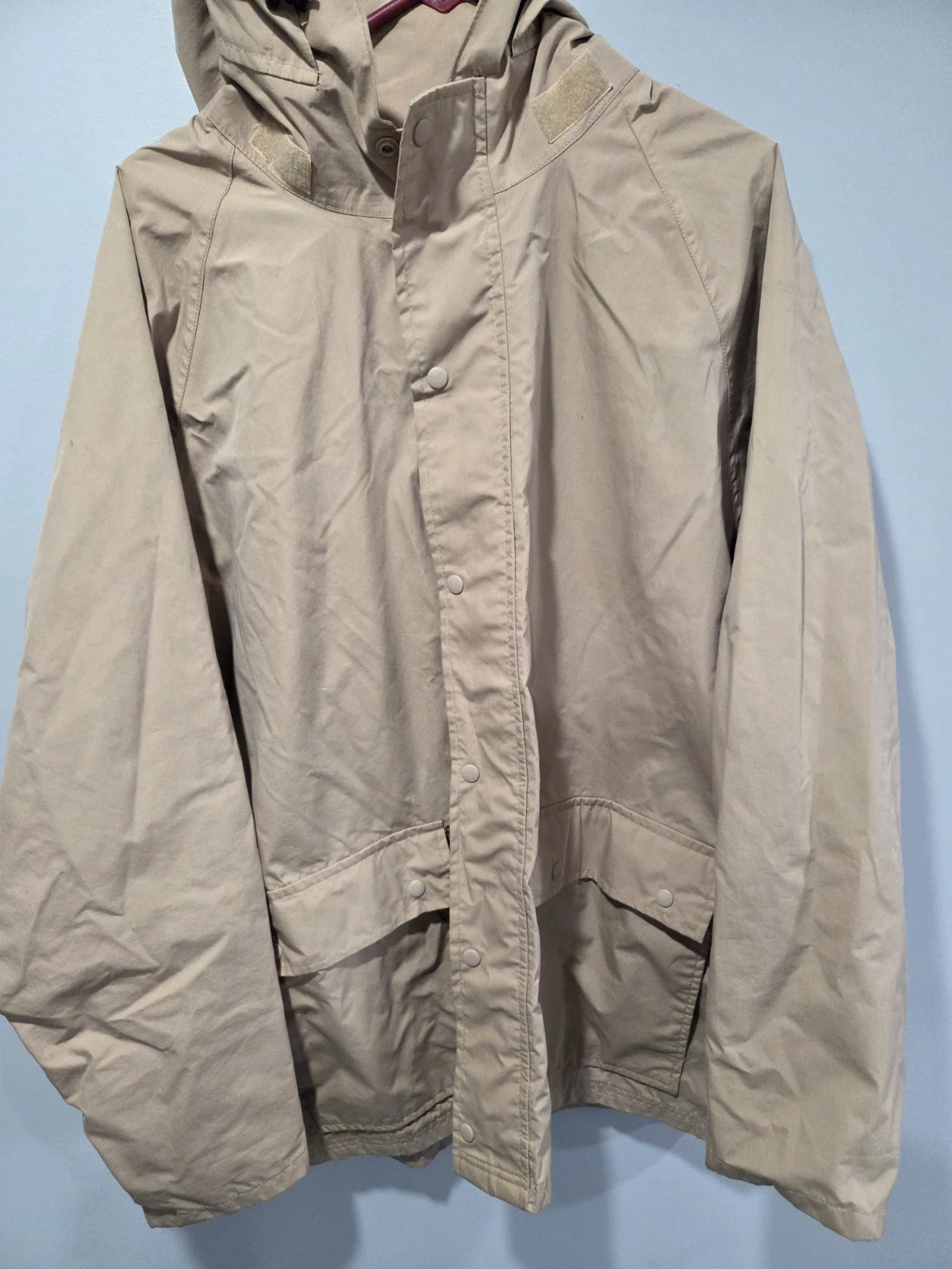 Orvis Vtg Mens XL Goretex Tan Full Zip Hooded Fishing Jacket Packable