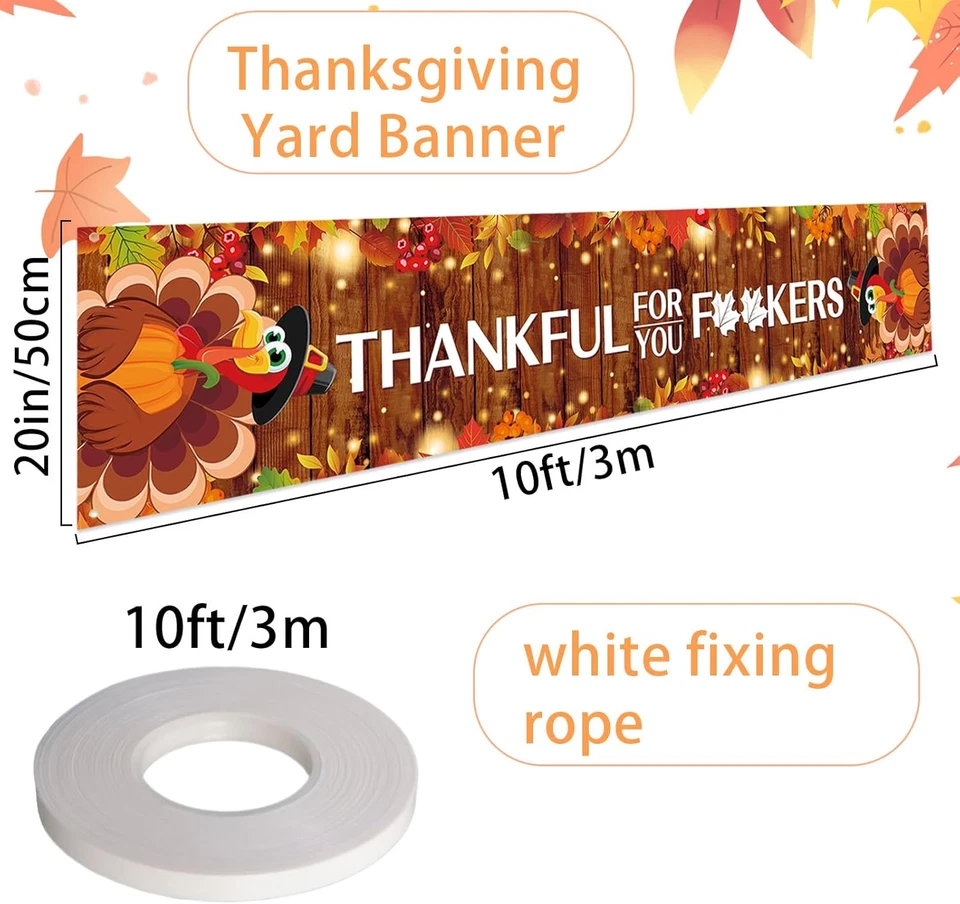 Extra Large Happy Friendsgiving Banner Thankful for You 20X120 Inch Funny Friend - Image 2 of 4