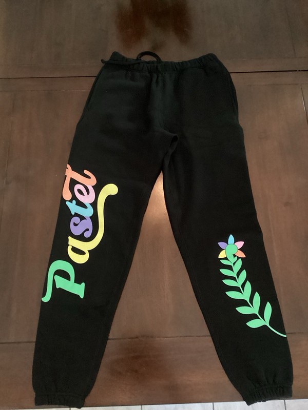 Pastel Clothing Brand Multicolor Logo Sweatpants Black Sz Small
