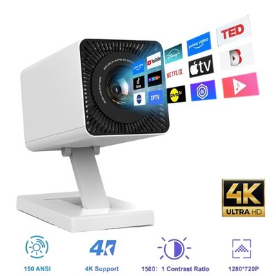4K Projector 2.4G/5G WiFi 6 Bluetooth Movie Video Home Theater Cinema 150 ANSI