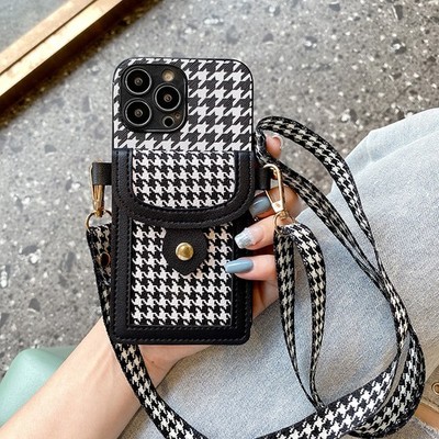 For iPhone 17 Pro Max 16 15 14 13 12 Phone Cover Crossbody Card Holder Fashion