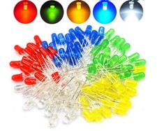 100pcs 5mm Diffused LED Light White Yellow Red Blue Assorted Assortment DIY Set