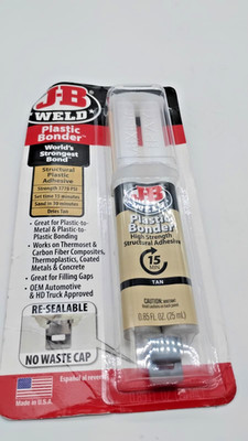 J-B Weld 50133 Plastic Bonder Structural Adhesive Syringe Tan 25 ml