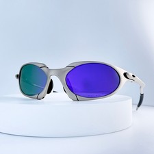 Oakley Romeo X-Metal Sunglasses Silver Frame Purple Green Gradient Lens