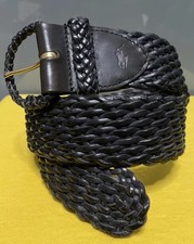 Polo Ralph Lauren Vintage Y2K Dark Brown Woven Leather Belt Boho Western Size M