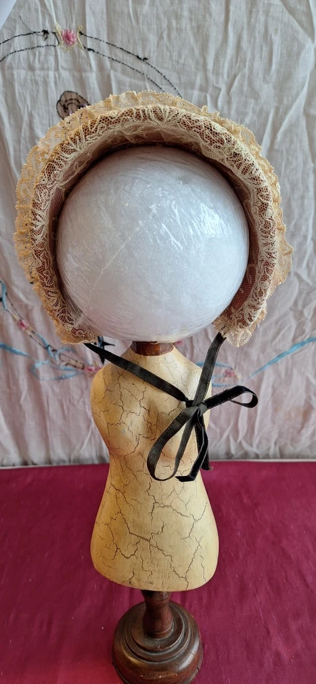 Sombrero de encaje estilo antiguo para muñeca bisque alemana o muñeca de moda francesa Foto 2 de 4