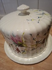 Antique Cheese Dish Lg: Cream body with floral decoration - 20 cm X 26cm - VGC