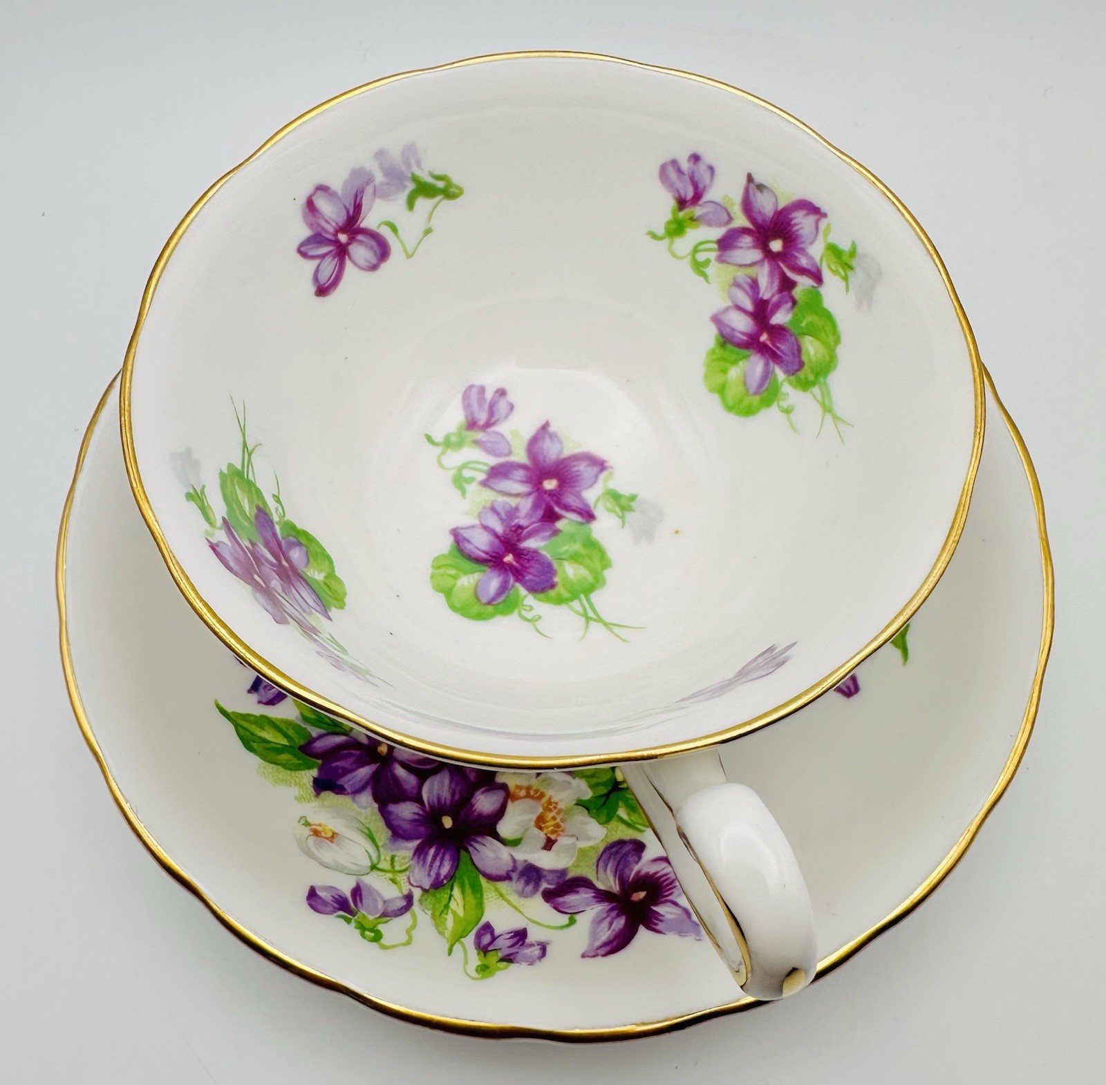 Royal Chelsea Spring Violets Cup & Saucer; Vintage Purple Teacup England