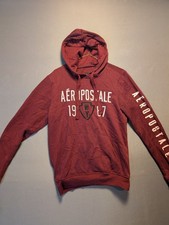 Aeropostale Womens Hoodie Medium Maroon 1987 Embroidered Fleece Kangaroo Pocket