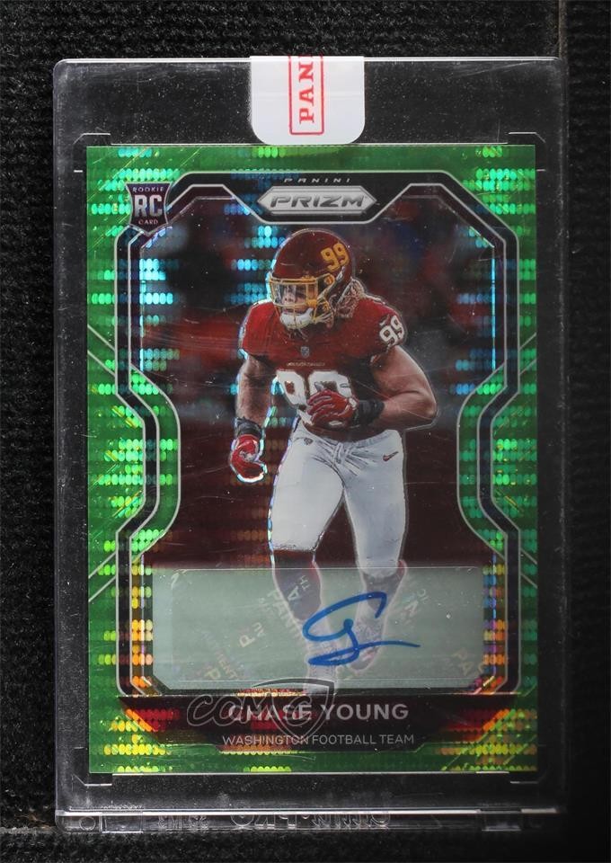 2020 Panini Prizm Neon Green Pulsar Chase Young #383 Rookie Auto RC v9t