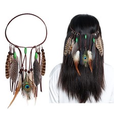 Native American Feather Boho Headband for Women Festival Costumes Head Dress