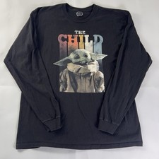 Star Wars The Mandalorian The Child Grogu Long Sleeve Black T-Shirt Men  s Sz.XL