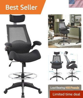 Ergonomic High Back Drafting Chair - Supports 400lbs with Adjustable Features