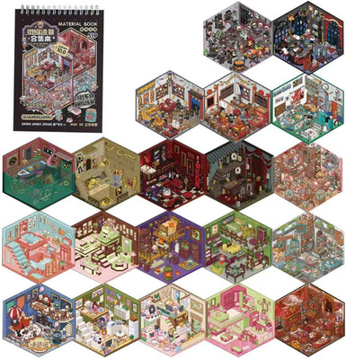 Miniature Scene 20 Sets DIY 3D Stickers Horror Adventure Theme for Mini House