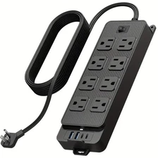 5 Outlet Extender Surge Protector Multi Plug Wall Adapter USB Charger Ports with