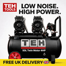 TEH TAC50L Air Compressor 50L 4HP 3000W Oil-Free Low Noise 8 Bar 116PSI 420L/mi