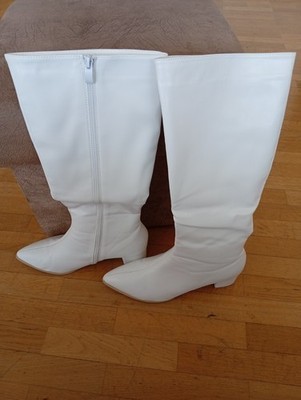 Schöne  Leder  Stiefel  Gr 43  Farbe Creme weiß Marke unbekannt !