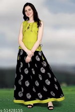 Indian Readymad Cotton Top With Skirt Set for Women's Party Festive Outfit Gift